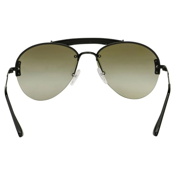 Prada Aviator Sunglasses Black Frames Green Gradient Lens Decorative Brow Bar - Picture 7 of 12